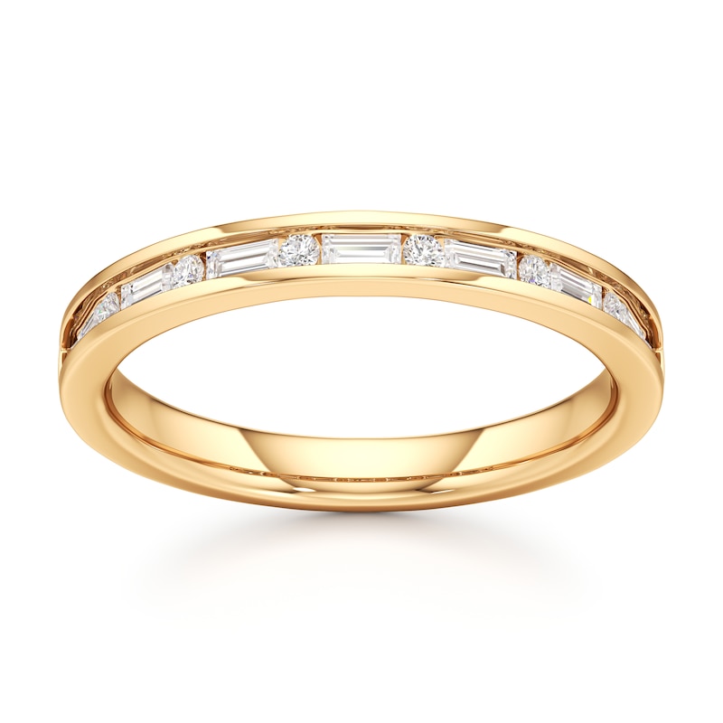 Main Image 1 of J'Lure Baguette & Round-Cut Lab-Grown Diamond Wedding Band 3/8 ct tw 18K Yellow Gold