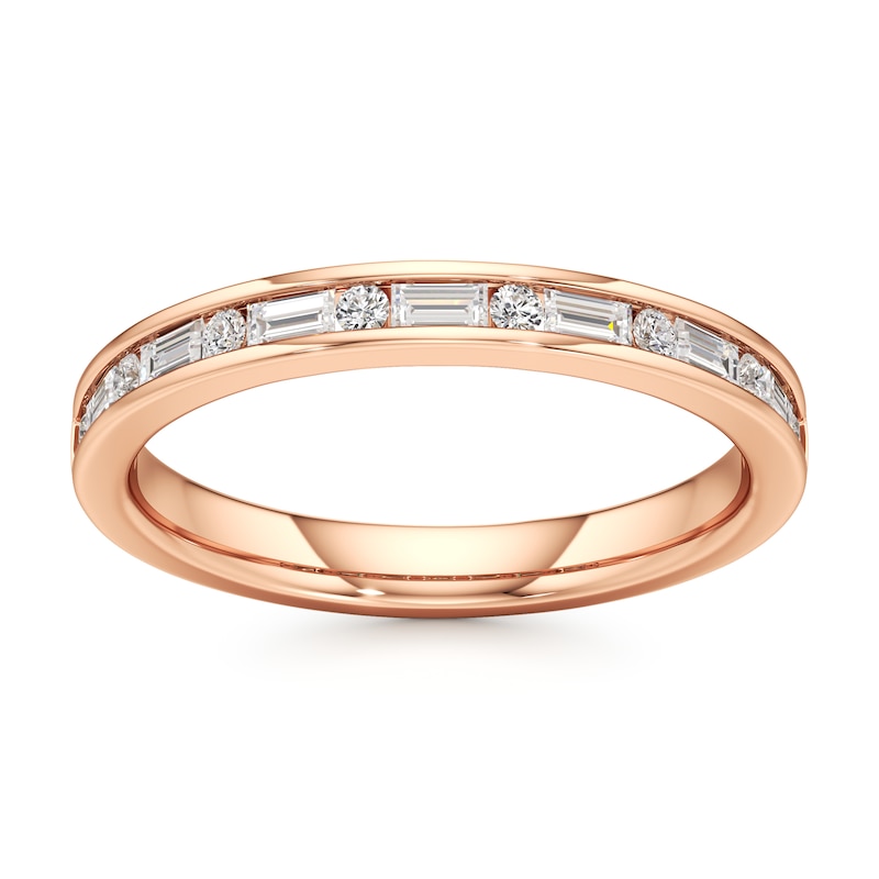 Main Image 1 of J'Lure Baguette & Round-Cut Lab-Grown Diamond Wedding Band 3/8 ct tw 18K Rose Gold