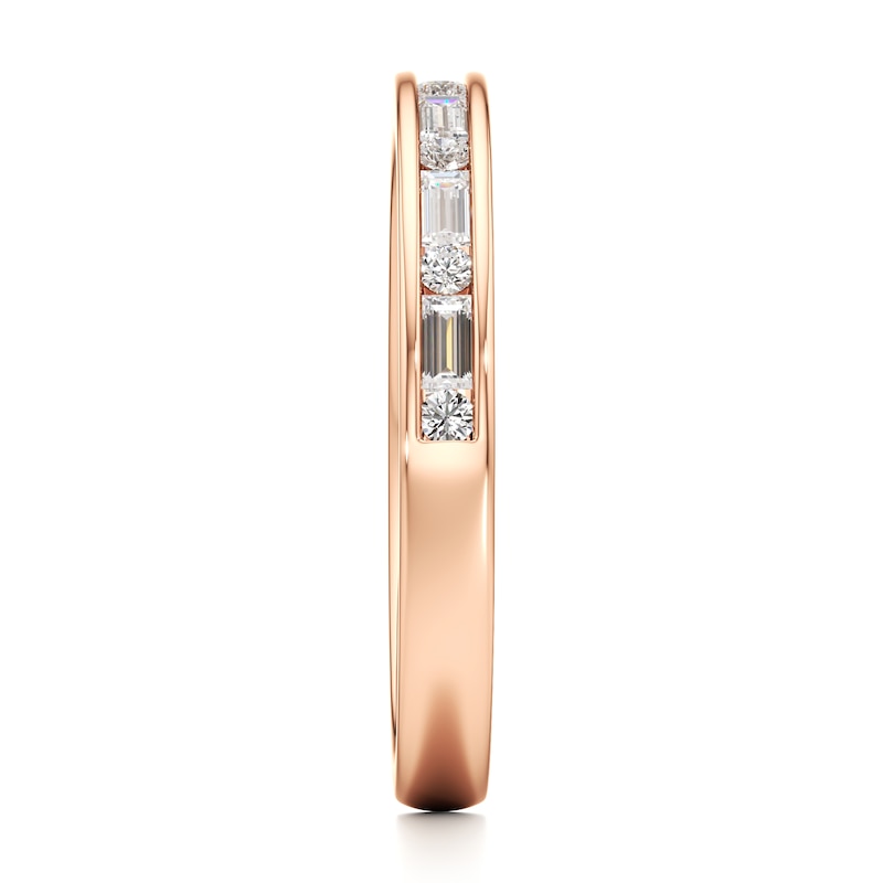 Main Image 3 of J'Lure Baguette & Round-Cut Lab-Grown Diamond Wedding Band 3/8 ct tw 18K Rose Gold