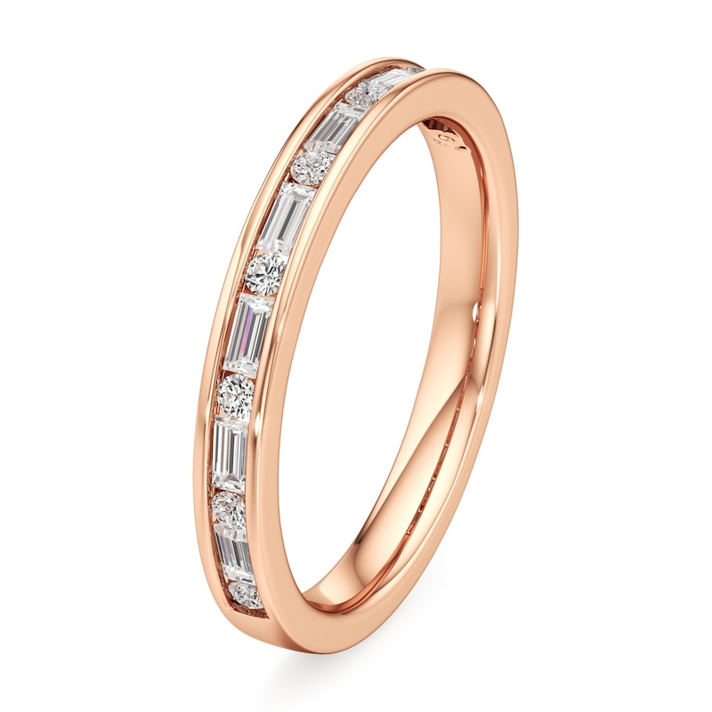 Main Image 4 of J'Lure Baguette & Round-Cut Lab-Grown Diamond Wedding Band 3/8 ct tw 18K Rose Gold
