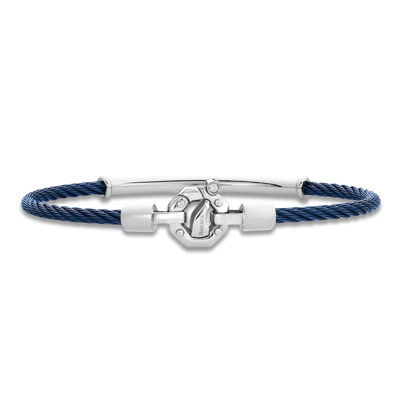 Main Image 3 of Baraka Men's Layered Cord Diamond Accent Bracelet Stainless Steel, Blue Ion Plating & 18K Rose Gold 7.5"