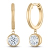 Thumbnail Image 2 of Round-Cut Lab-Grown Diamond Solitaire Dangle Hoop Earrings 1-1/2 ct tw 14K Yellow Gold (SI2/F)