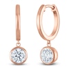 Thumbnail Image 2 of Round-Cut Lab-Grown Diamond Solitaire Dangle Hoop Earrings 1-1/2 ct tw 14K Rose Gold (SI2/F)