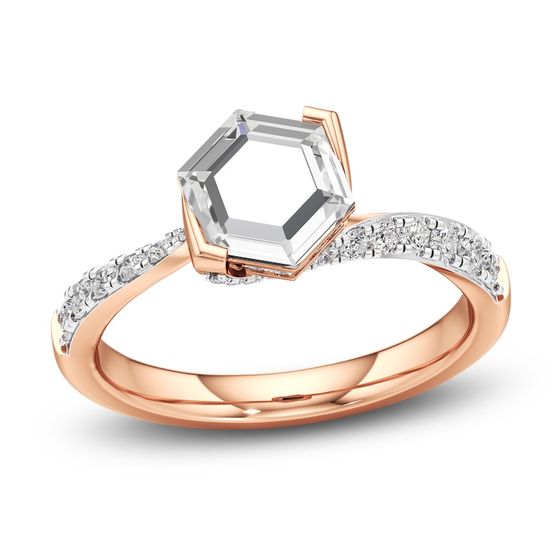 Main Image 1 of J'Lure Hexagon Portrait-Cut Lab-Grown Diamond Engagement Ring 1-3/8 ct tw 18K Rose Gold