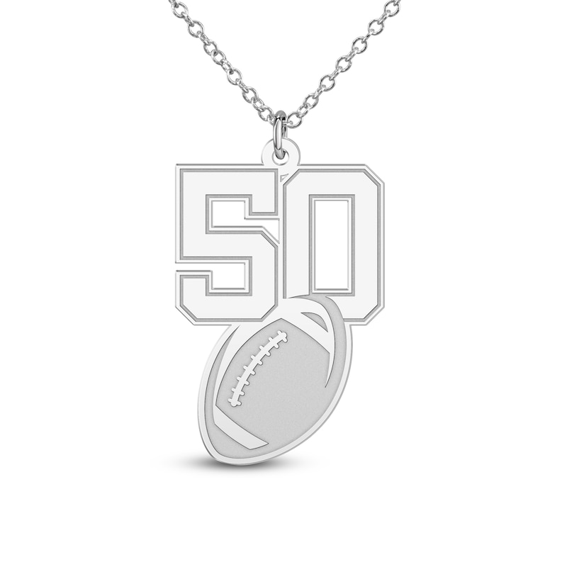 Main Image 3 of Engravable Sports Number Necklace 14K White Gold 18"