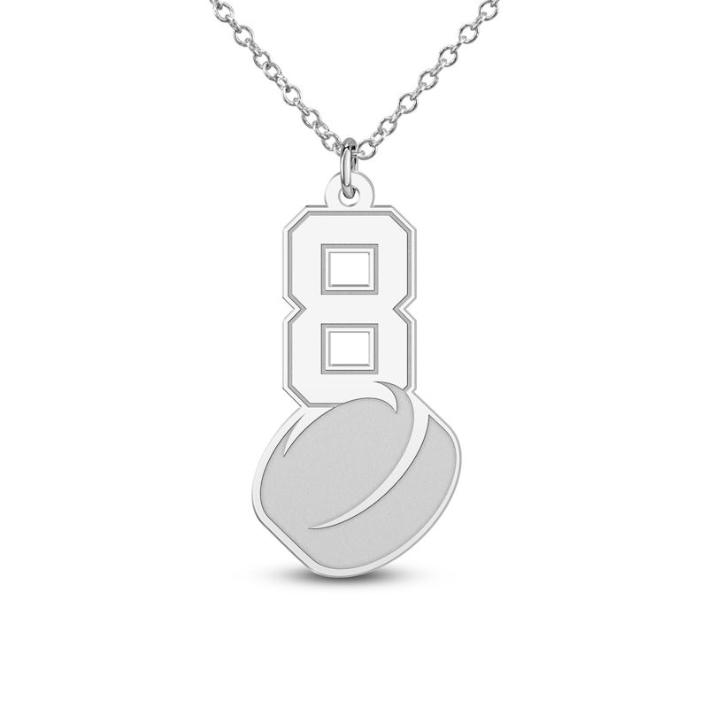 Main Image 4 of Engravable Sports Number Necklace 14K White Gold 18"