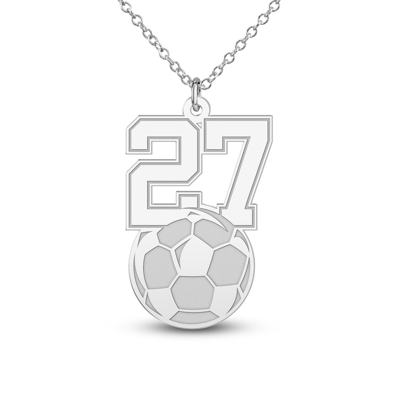 Main Image 10 of Engravable Sports Number Necklace 14K White Gold 18"