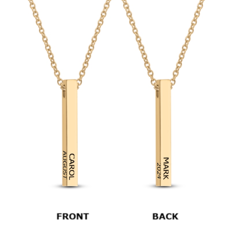 Main Image 3 of Engravable Stick Necklace 10K Yellow Gold 20"