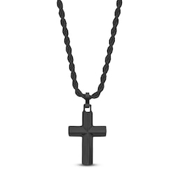 Men's Cross Necklace Black Ion-Plated Stainless Steel 22"