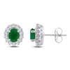 Thumbnail Image 1 of Oval-Cut Natural Emerald & Diamond Halo Earrings 1/5 ct tw 14K White Gold