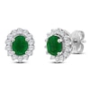 Thumbnail Image 2 of Oval-Cut Natural Emerald & Diamond Halo Earrings 1/5 ct tw 14K White Gold