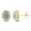 Thumbnail Image 1 of Oval-Cut Natural Opal & Diamond Halo Earrings 1/4 ct tw 14K Yellow Gold