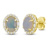 Thumbnail Image 2 of Oval-Cut Natural Opal & Diamond Halo Earrings 1/4 ct tw 14K Yellow Gold