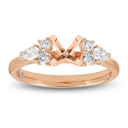 Storied Diamond Desert Sands of Eternity Pear-Shaped & Round-Cut Trios Engagement Ring Setting 1/2 ct tw 18K Rose Gold