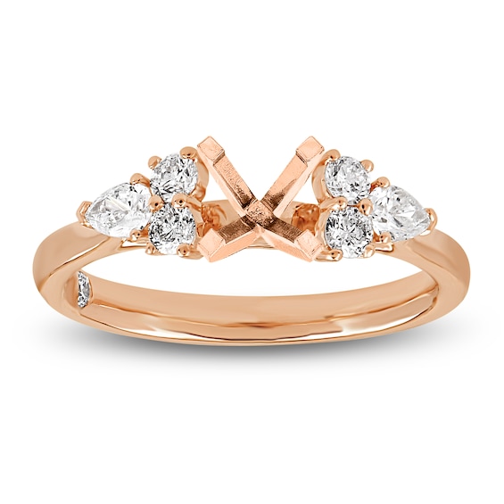 Storied Diamond Desert Sands of Eternity Pear-Shaped & Round-Cut Trios Engagement Ring Setting 1/2 ct tw 18K Rose Gold