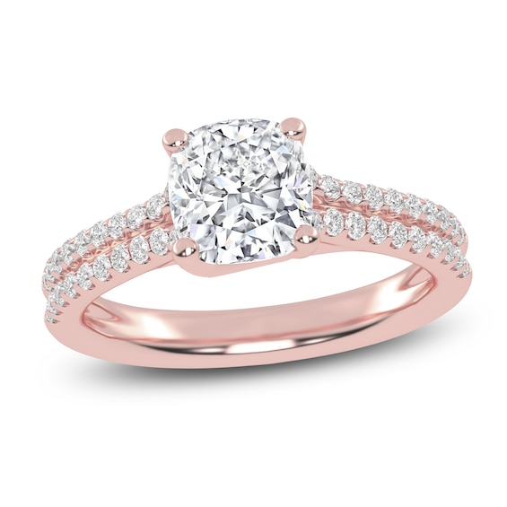 Cushion-Cut Lab-Grown Diamond Engagement Ring 1-1/4 ct tw 14K Rose Gold