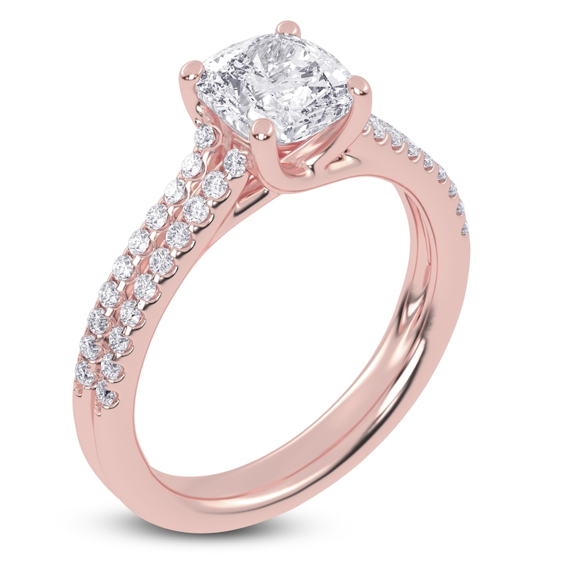 Main Image 2 of Cushion-Cut Lab-Grown Diamond Engagement Ring 1-1/4 ct tw 14K Rose Gold