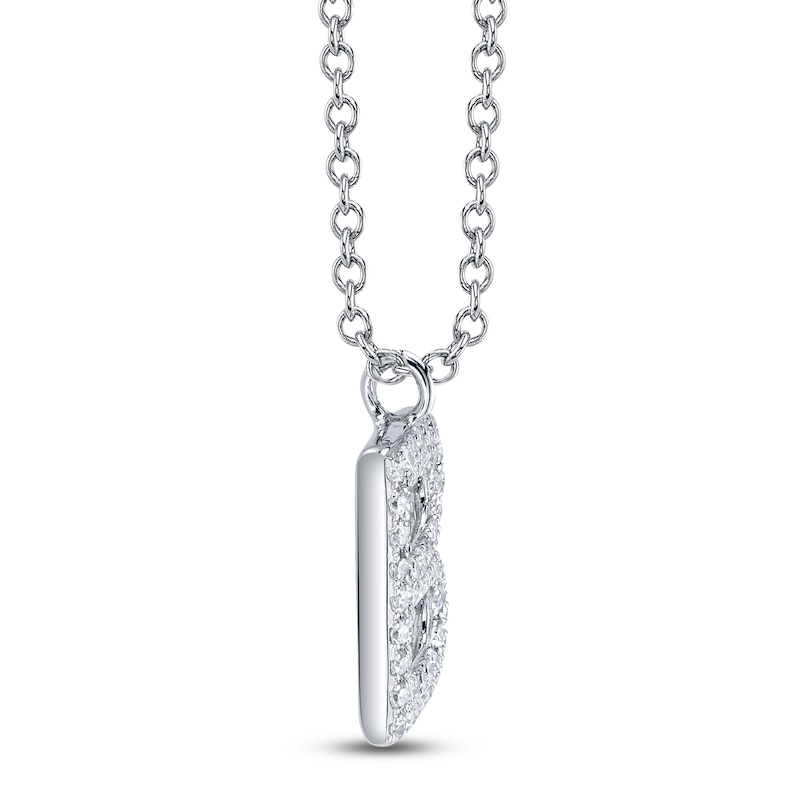 Main Image 2 of Shy Creation Diamond Letter B Pavé Necklace 1/10 ct tw 14K White Gold 18" SC55028331-B
