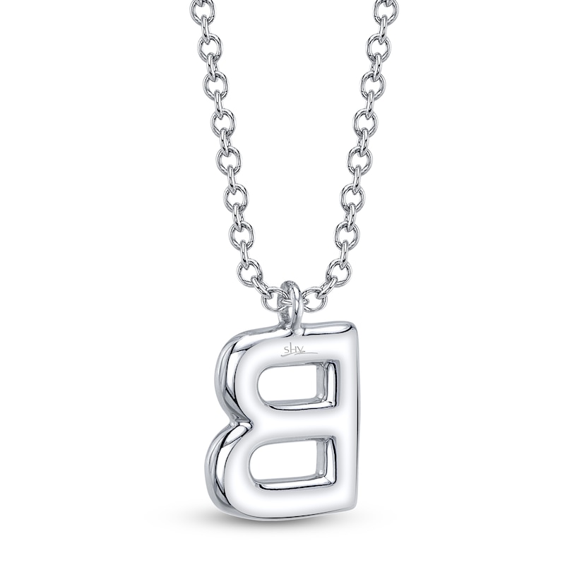 Main Image 3 of Shy Creation Diamond Letter B Pavé Necklace 1/10 ct tw 14K White Gold 18" SC55028331-B