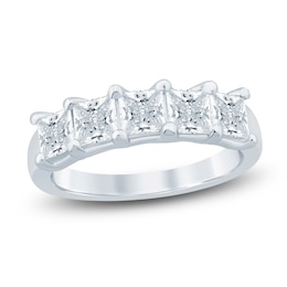 Princess-Cut Lab-Grown Diamond Five-Stone Anniversary Ring 2 ct tw 14K White Gold