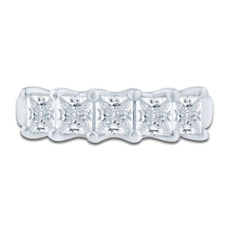 Main Image 3 of Princess-Cut Lab-Grown Diamond Five-Stone Anniversary Ring 2 ct tw 14K White Gold