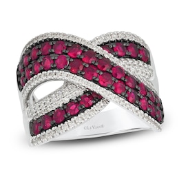 Le Vian Natural Ruby & Diamond Crossover Ring 1/2 ct tw 14K Vanilla Gold
