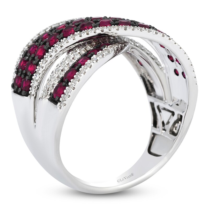 Main Image 2 of Le Vian Natural Ruby & Diamond Crossover Ring 1/2 ct tw 14K Vanilla Gold