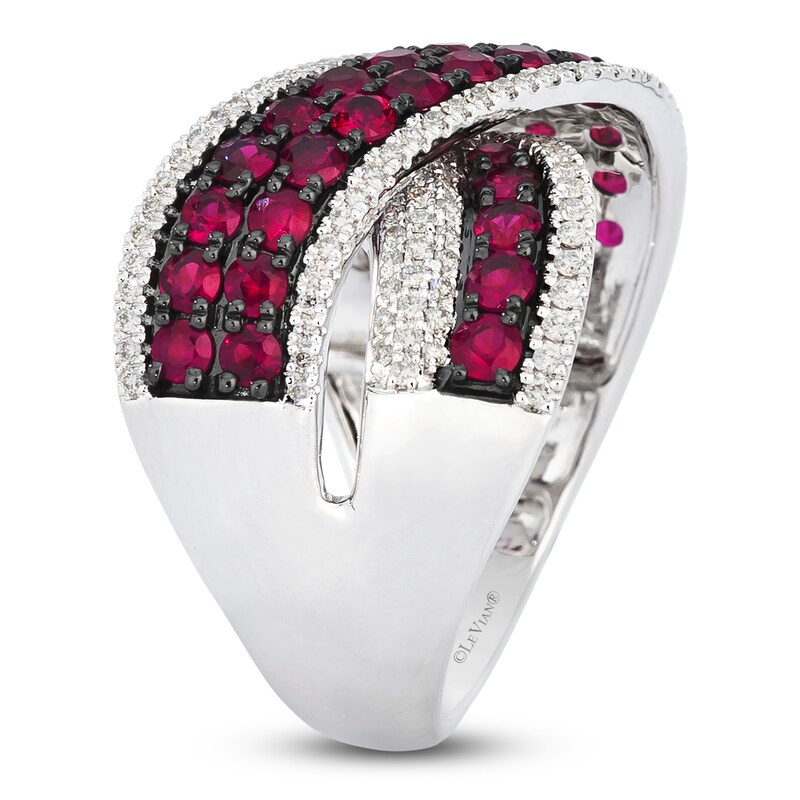 Main Image 3 of Le Vian Natural Ruby & Diamond Crossover Ring 1/2 ct tw 14K Vanilla Gold