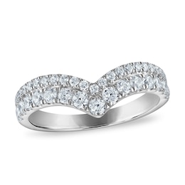 Vera Wang VOW Lab-Grown Diamond Two-Row Chevron Wedding Band 3/4 ct tw 14K White Gold