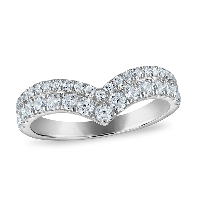 Main Image 1 of Vera Wang VOW Lab-Grown Diamond Two-Row Chevron Wedding Band 3/4 ct tw 14K White Gold