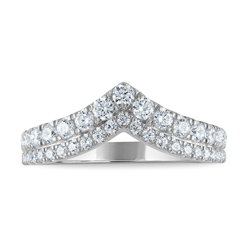 Main Image 3 of Vera Wang VOW Lab-Grown Diamond Two-Row Chevron Wedding Band 3/4 ct tw 14K White Gold
