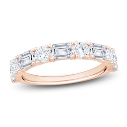 Round & Emerald-Cut Lab-Grown Diamond Alternating Anniversary Ring 2-1/8 ct tw 14K Rose Gold