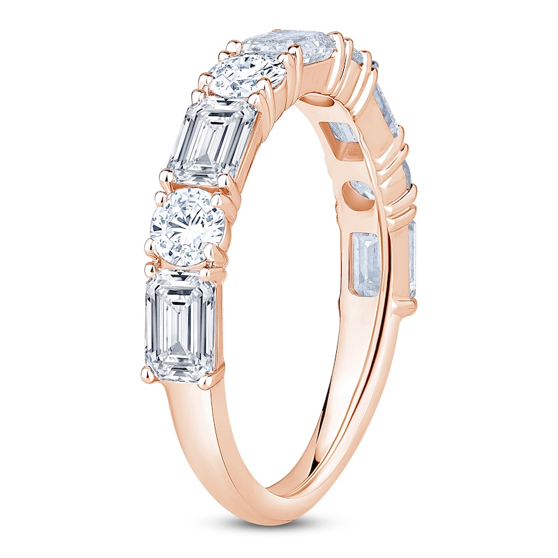 Main Image 2 of Round & Emerald-Cut Lab-Grown Diamond Alternating Anniversary Ring 2-1/8 ct tw 14K Rose Gold