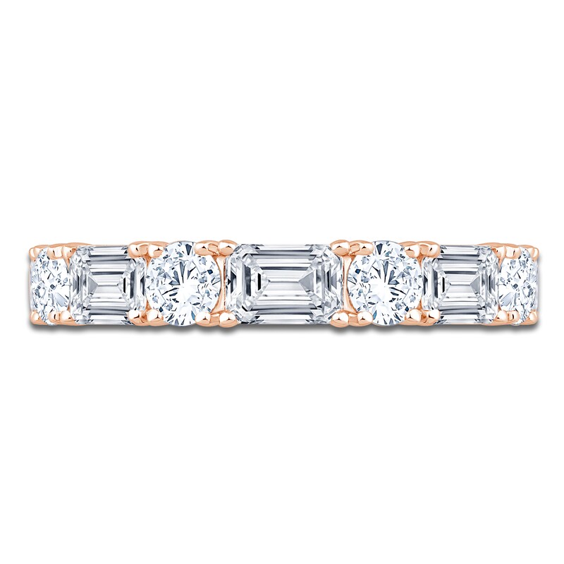Main Image 3 of Round & Emerald-Cut Lab-Grown Diamond Alternating Anniversary Ring 2-1/8 ct tw 14K Rose Gold