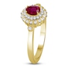 Thumbnail Image 2 of Oval-Cut Natural Ruby & Diamond Double Halo Ring 1/5 ct tw 10K Yellow Gold