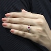 Thumbnail Image 3 of Oval-Cut Natural Ruby & Diamond Double Halo Ring 1/5 ct tw 10K Yellow Gold