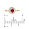 Thumbnail Image 4 of Oval-Cut Natural Ruby & Diamond Double Halo Ring 1/5 ct tw 10K Yellow Gold