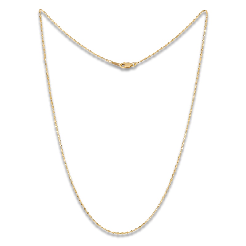 Main Image 1 of Diamond-Cut Cube Bead Chain Necklace 1.05mm Solid 10K Yellow Gold 18"