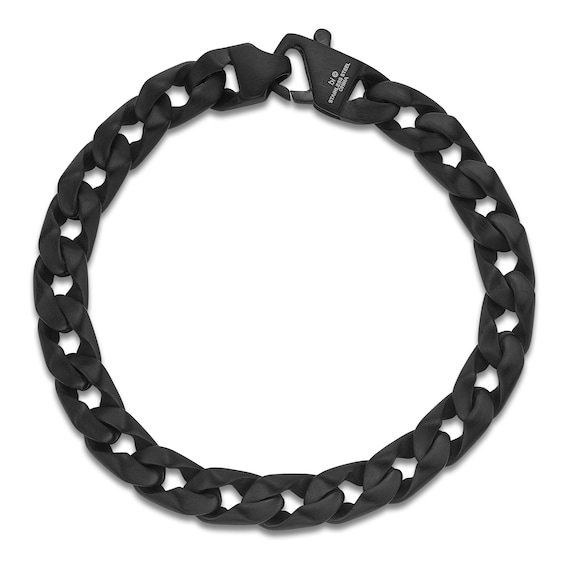 Chain Link Bracelet 9mm Matte Black Ion-Plated Stainless Steel 8.5"