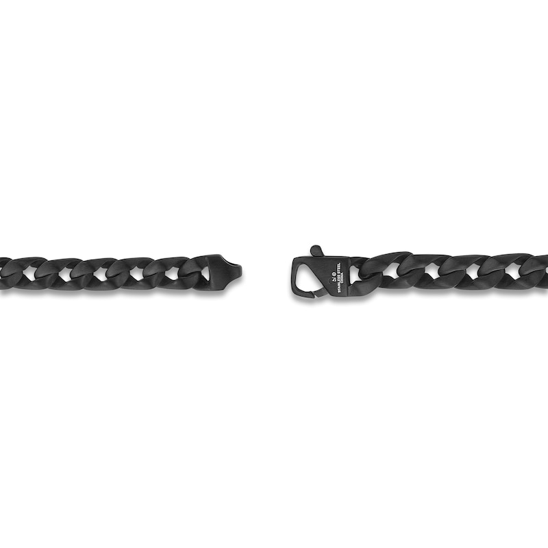 Main Image 4 of Chain Link Necklace 9mm Matte Black Ion-Plated Bracelet 8.5"