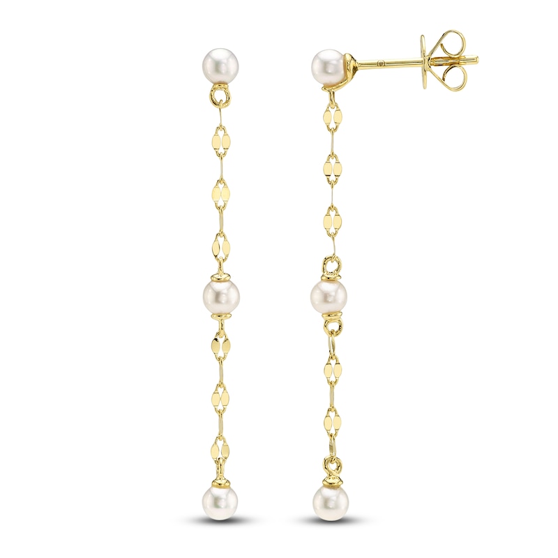 Main Image 1 of Shy Creation Cultured Pearl Valentino Chain Drop Earrings 14K Yellow Gold