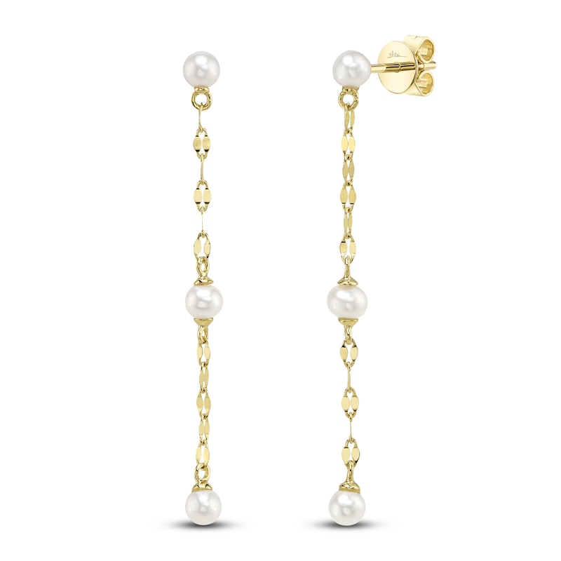Main Image 2 of Shy Creation Cultured Pearl Valentino Chain Drop Earrings 14K Yellow Gold