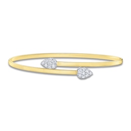 Shy Creation Multi-Diamond Pavé Teardrop Bangle Bracelet 3/8 ct tw 14K Two-Tone Gold