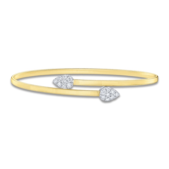 Shy Creation Corelli Collection Multi-Diamond Pavé Teardrop Bangle Bracelet 3/8 ct tw 14K Two-Tone Gold B22001208ZS