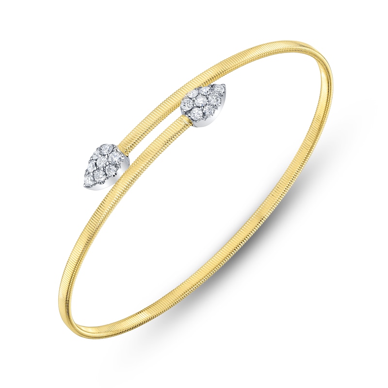 Main Image 2 of Shy Creation Multi-Diamond Pavé Teardrop Bangle Bracelet 3/8 ct tw 14K Two-Tone Gold