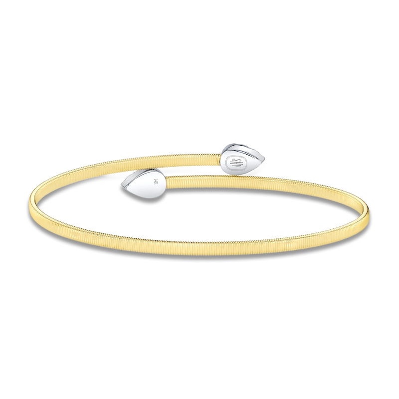 Main Image 4 of Shy Creation Multi-Diamond Pavé Teardrop Bangle Bracelet 3/8 ct tw 14K Two-Tone Gold