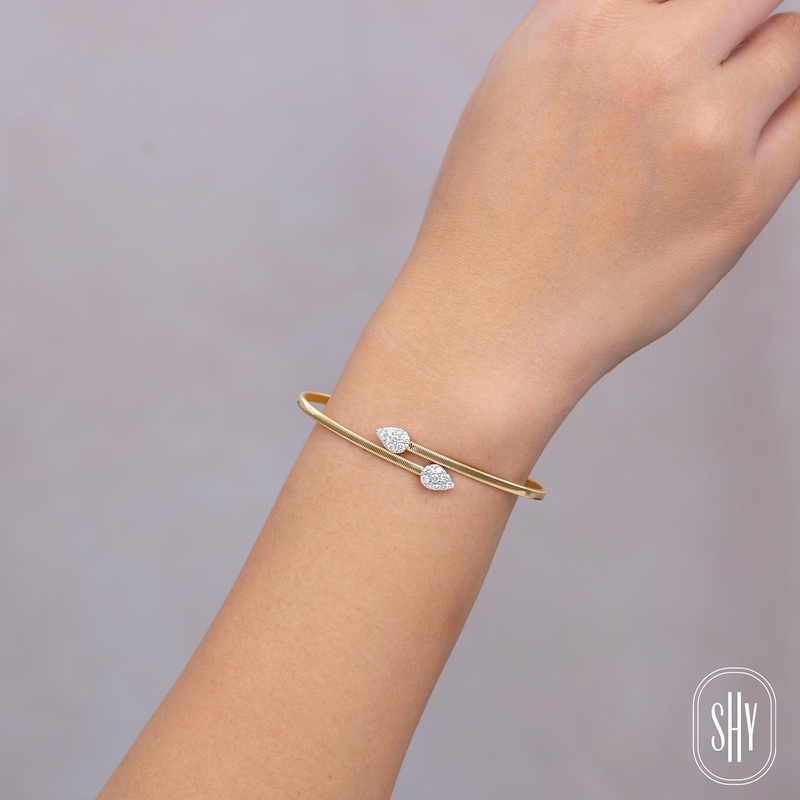 Main Image 5 of Shy Creation Multi-Diamond Pavé Teardrop Bangle Bracelet 3/8 ct tw 14K Two-Tone Gold