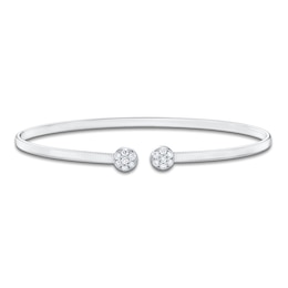 Shy Creation Multi-Diamond Pavé Cuff Bangle Bracelet 1/5 ct tw 14K White Gold