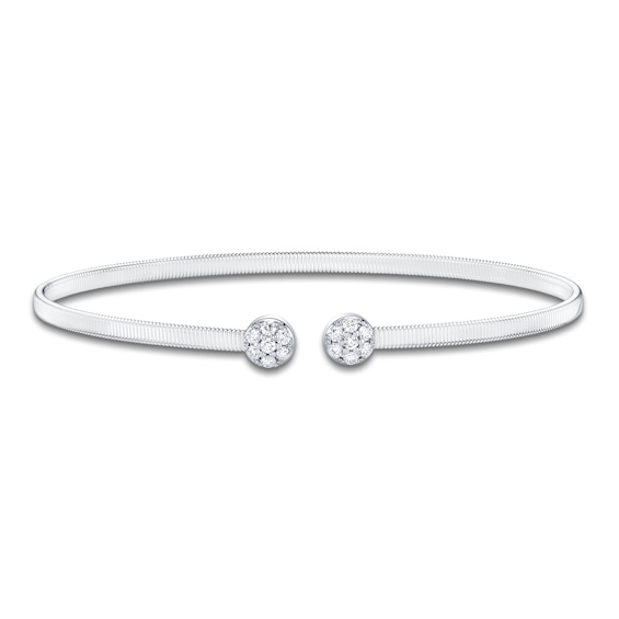 Shy Creation Corelli Collection Multi-Diamond Pavé Cuff Bangle Bracelet 1/5 ct tw 14K White Gold B22001210ZS