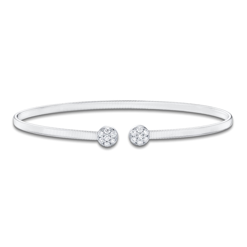 Main Image 1 of Shy Creation Multi-Diamond Pavé Cuff Bangle Bracelet 1/5 ct tw 14K White Gold